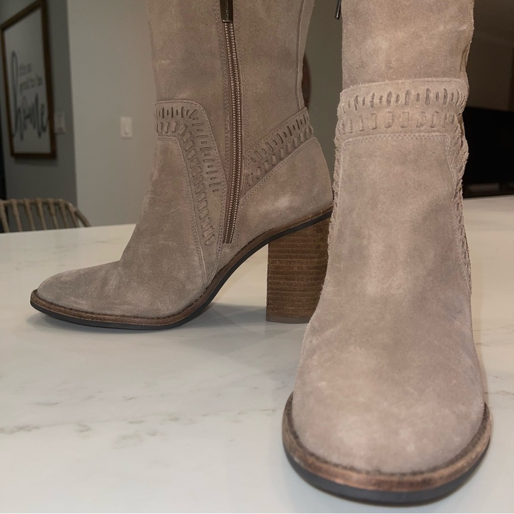 Vince Camuto “Madolee” Taupe Suede Over-the-Knee Block Heel Boots - Picture 5 of 16